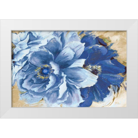 Beautiful Peonies in Indigo White Modern Wood Framed Art Print by Pinto, Patricia