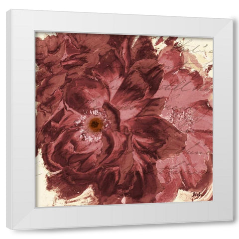 Marsala Peonies Square I White Modern Wood Framed Art Print by Pinto, Patricia