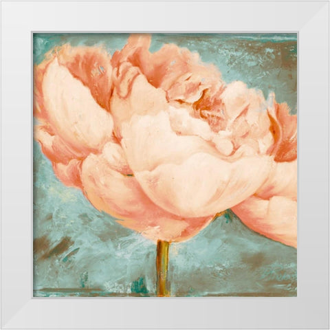 Beautiful Peonies Square II White Modern Wood Framed Art Print by Pinto, Patricia