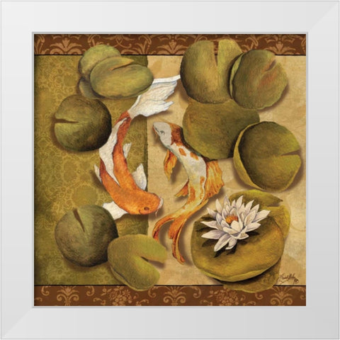 Koi Square II White Modern Wood Framed Art Print by Medley, Elizabeth