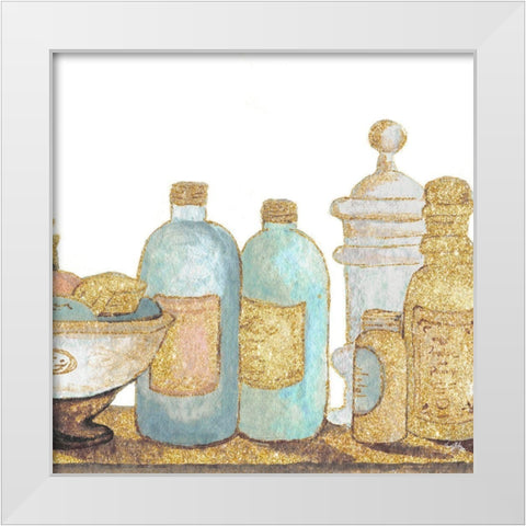 Gold Bath Accessories I White Modern Wood Framed Art Print by Medley, Elizabeth