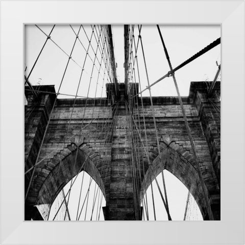 Brooklyn Bridge II White Modern Wood Framed Art Print by Biscardi, Nicholas