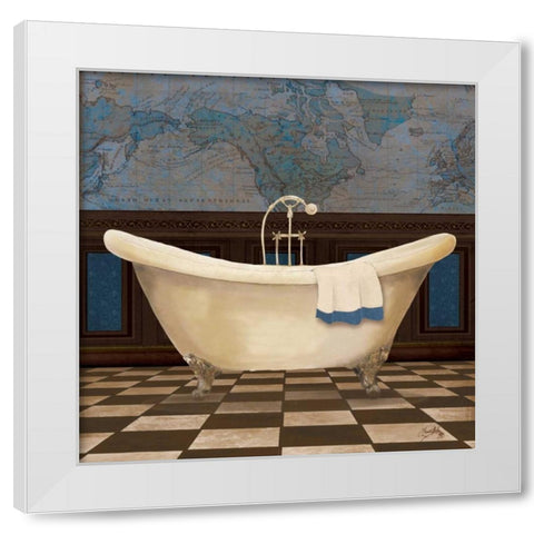 Blue Historic Bath I White Modern Wood Framed Art Print by Medley, Elizabeth