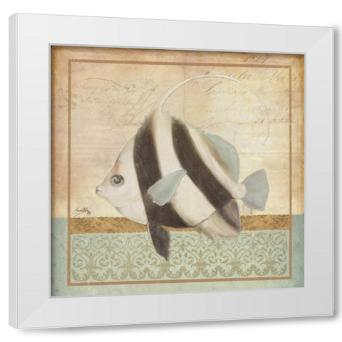 Vintage Fish I White Modern Wood Framed Art Print by Medley, Elizabeth