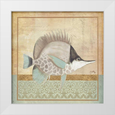 Vintage Fish IV White Modern Wood Framed Art Print by Medley, Elizabeth