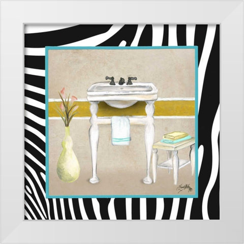 Zebra Bath I White Modern Wood Framed Art Print by Medley, Elizabeth