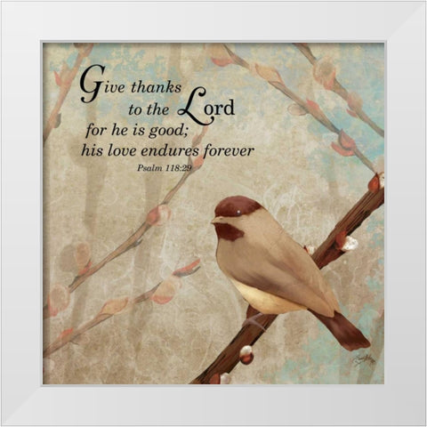 Give Thanks White Modern Wood Framed Art Print by Medley, Elizabeth