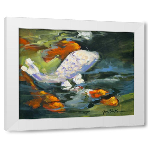 Koi White Modern Wood Framed Art Print by Slivka, Jane
