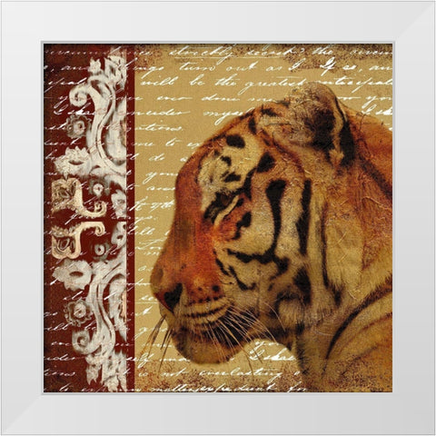 Safari Script II White Modern Wood Framed Art Print by Pinto, Patricia