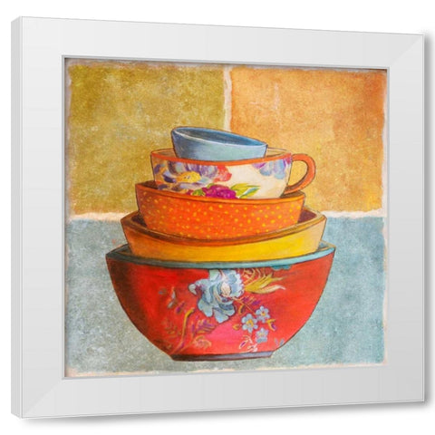 Collage Bowls I White Modern Wood Framed Art Print by Pinto, Patricia