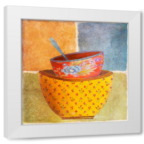 Collage Bowls II White Modern Wood Framed Art Print by Pinto, Patricia