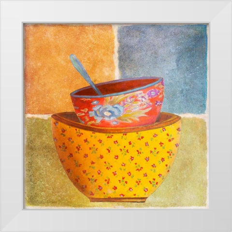 Collage Bowls II White Modern Wood Framed Art Print by Pinto, Patricia