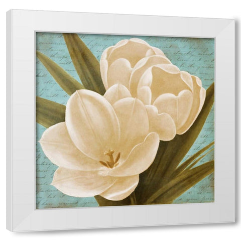 Blue Morning Tulips I White Modern Wood Framed Art Print by Rhyan, Vivien
