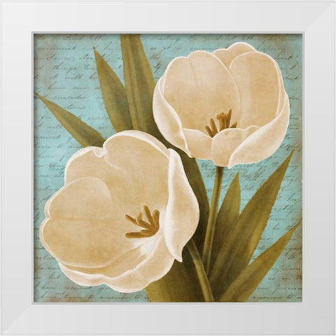 Blue Morning Tulips II White Modern Wood Framed Art Print by Rhyan, Vivien