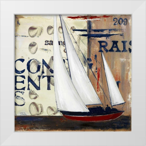 Blue Sailing Race II White Modern Wood Framed Art Print by Pinto, Patricia