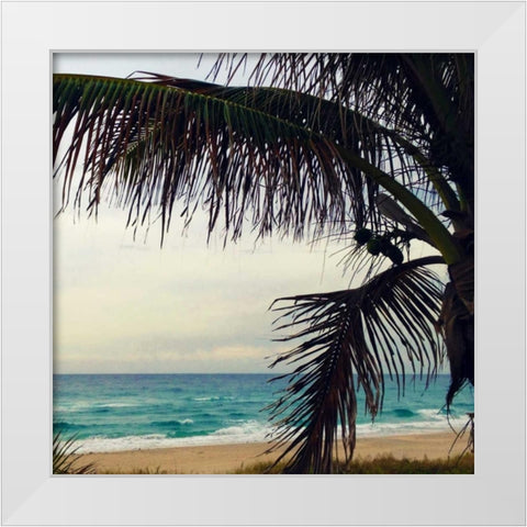 Palm and Beach White Modern Wood Framed Art Print by Saghini, Lisa Hill