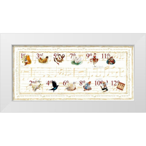 12 Days of Christmas White Modern Wood Framed Art Print by Gaynor, Janice