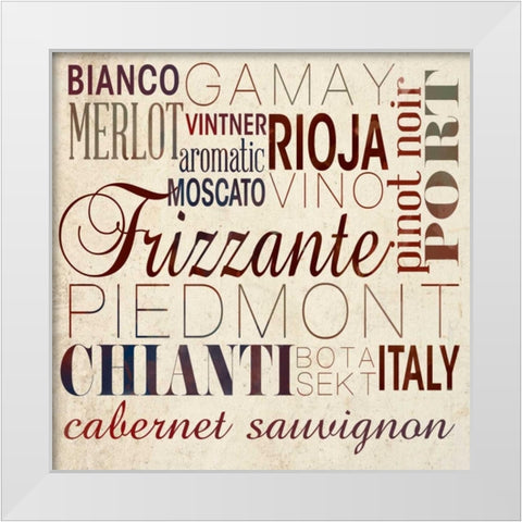 Wine Words I White Modern Wood Framed Art Print by Studio, Sd Graphics