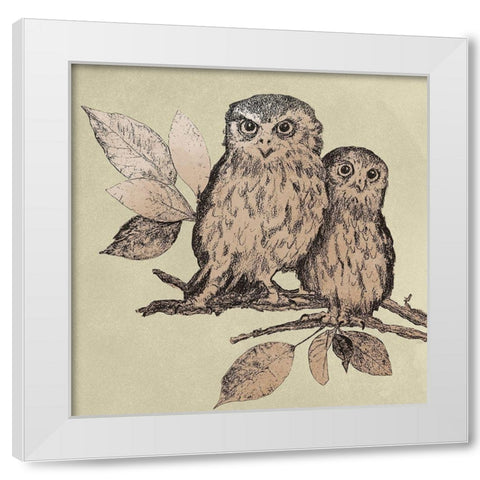 Neutral Little Owls II White Modern Wood Framed Art Print by Pinto, Patricia