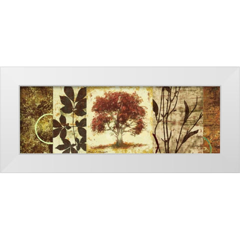 Red Tree Panel I White Modern Wood Framed Art Print by Marcon, Michael