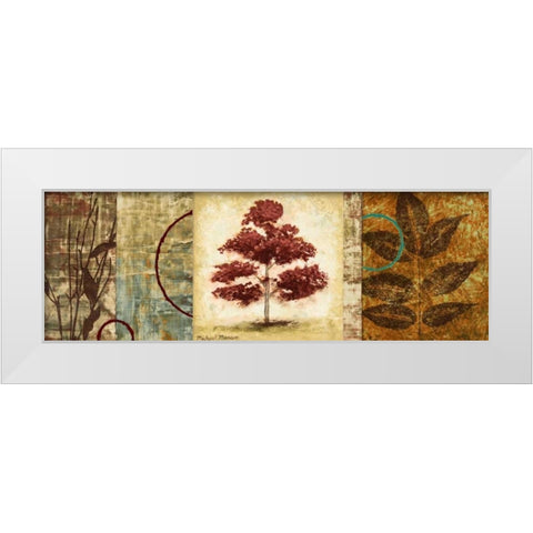 Red Tree Panel II White Modern Wood Framed Art Print by Marcon, Michael