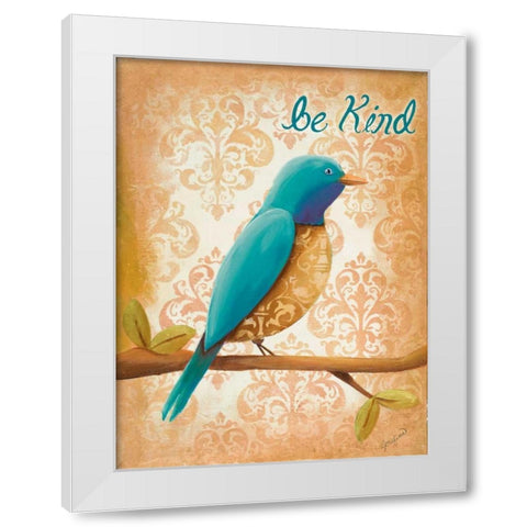 Be Kind White Modern Wood Framed Art Print by Josefina