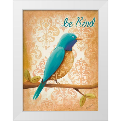 Be Kind White Modern Wood Framed Art Print by Josefina