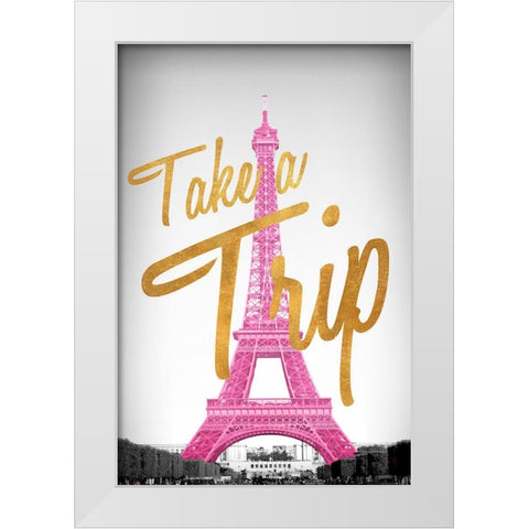 Take A Trip White Modern Wood Framed Art Print by Navas, Emily