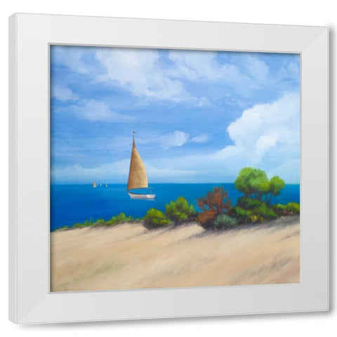 Sailboat on Coast I White Modern Wood Framed Art Print by Rhyan, Vivien