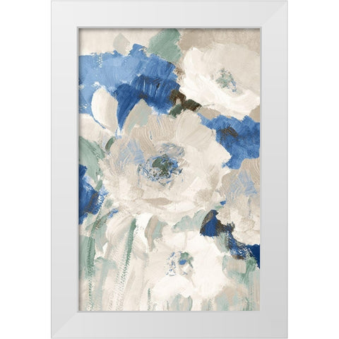 Blue Flower Power II White Modern Wood Framed Art Print by Loreth, Lanie