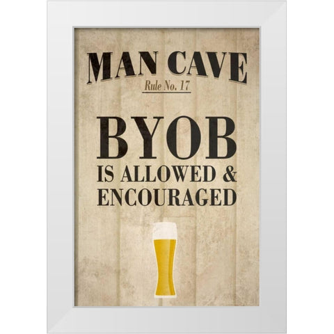Man Cave Rules I White Modern Wood Framed Art Print by SD Graphics Studio