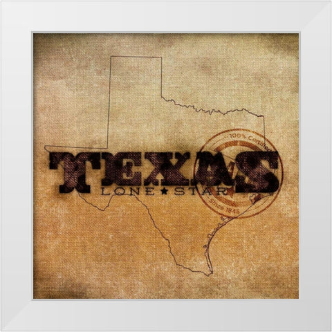 Texas Lone Star White Modern Wood Framed Art Print by SD Graphics Studio
