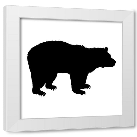Bear Silhouette White Modern Wood Framed Art Print by SD Graphics Studio