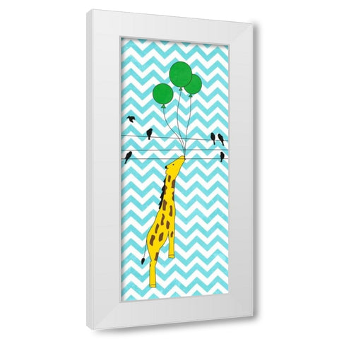Floating Giraffe White Modern Wood Framed Art Print by SD Graphics Studio
