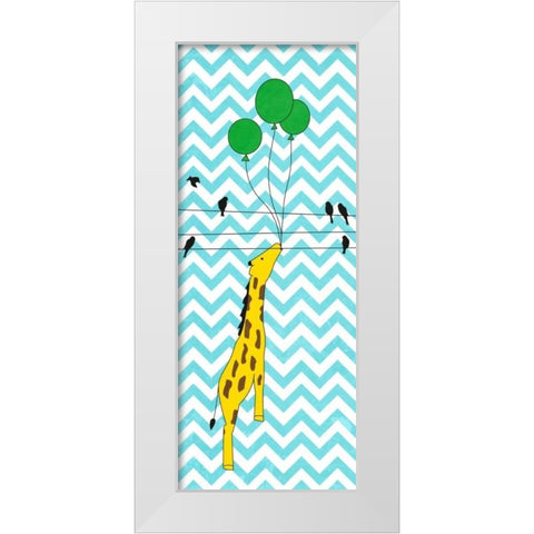Floating Giraffe White Modern Wood Framed Art Print by SD Graphics Studio