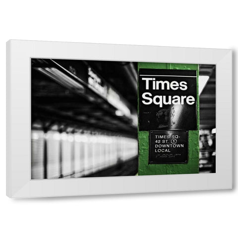 Times Square Subway Green White Modern Wood Framed Art Print by Bryant, Susan