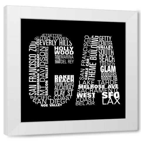 CA Type II White Modern Wood Framed Art Print by SD Graphics Studio