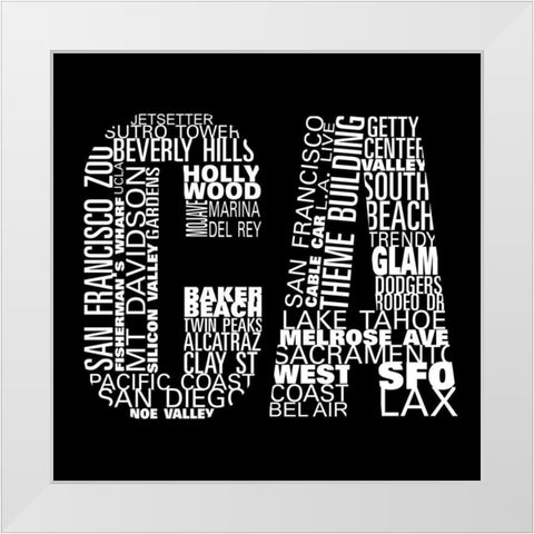 CA Type II White Modern Wood Framed Art Print by SD Graphics Studio