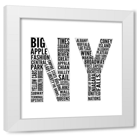 NY Type White Modern Wood Framed Art Print by SD Graphics Studio