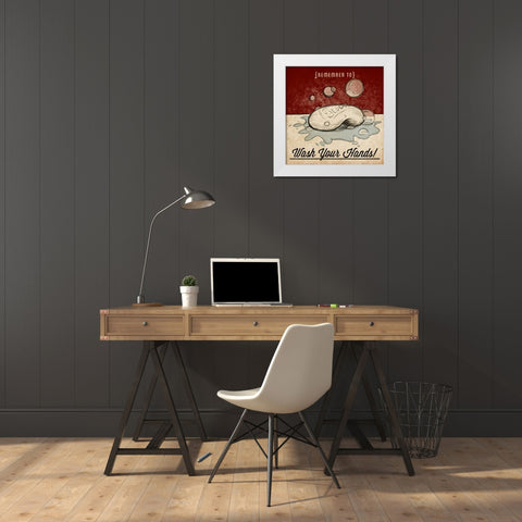 Brush Your Teeth White Modern Wood Framed Art Print by SD Graphics Studio