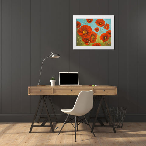 Field of Poppies I White Modern Wood Framed Art Print by Rhyan, Vivien