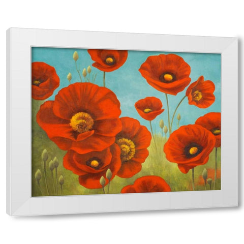 Field of Poppies I White Modern Wood Framed Art Print by Rhyan, Vivien