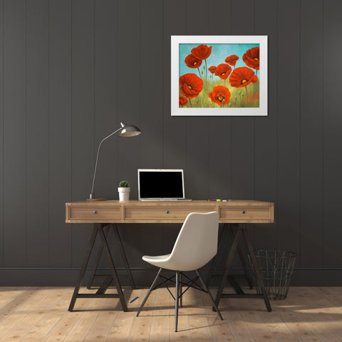 Field of Poppies II White Modern Wood Framed Art Print by Rhyan, Vivien