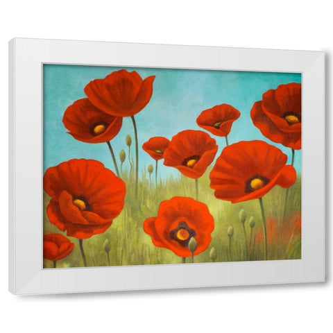 Field of Poppies II White Modern Wood Framed Art Print by Rhyan, Vivien
