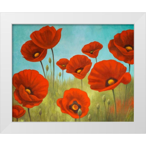 Field of Poppies II White Modern Wood Framed Art Print by Rhyan, Vivien