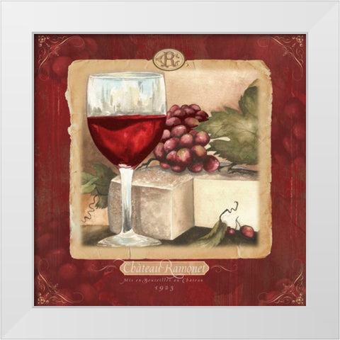 Wine and Cheese I White Modern Wood Framed Art Print by Medley, Elizabeth