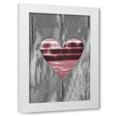 Pink Woodcut Heart I White Modern Wood Framed Art Print by Peck, Gail