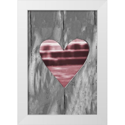 Pink Woodcut Heart I White Modern Wood Framed Art Print by Peck, Gail
