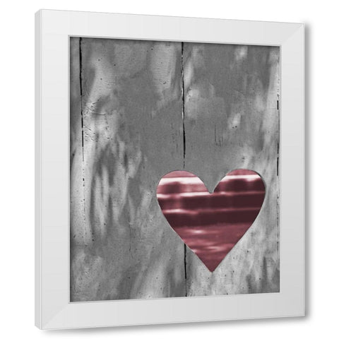 Up and Down Pink Woodcut Heart I White Modern Wood Framed Art Print by Peck, Gail