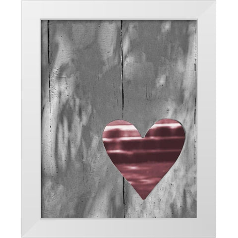 Up and Down Pink Woodcut Heart I White Modern Wood Framed Art Print by Peck, Gail